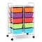Costway 10-Drawer Storage Cart Utility Rolling Trolley Kitchen Office Organizer Black/Clear/Macaron/Grey/Black Gardient/Multicolor/Pink/RainbowithWhite/Hot Pink/Skin Pink/Purple